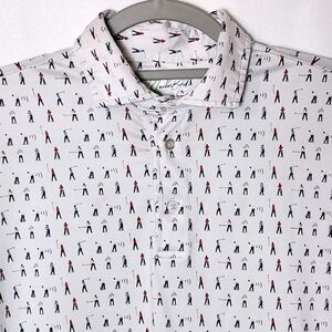 TailorByrd Golf Polo Shirt Mens‎ Small Golfer Swing Print Short Sleeve Casual